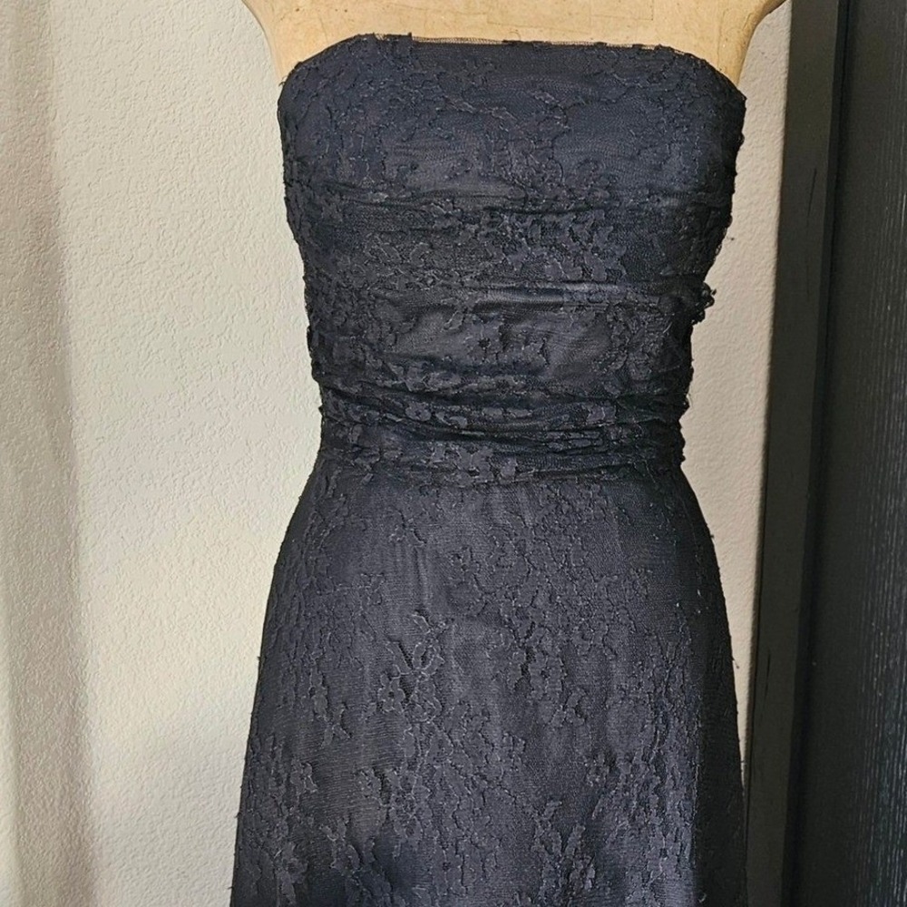 Jessica Howard Black Lace Strapless Ruched Cocktail Dress Size 14